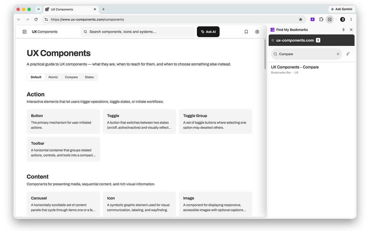 Searching bookmarks and filtering to a single result