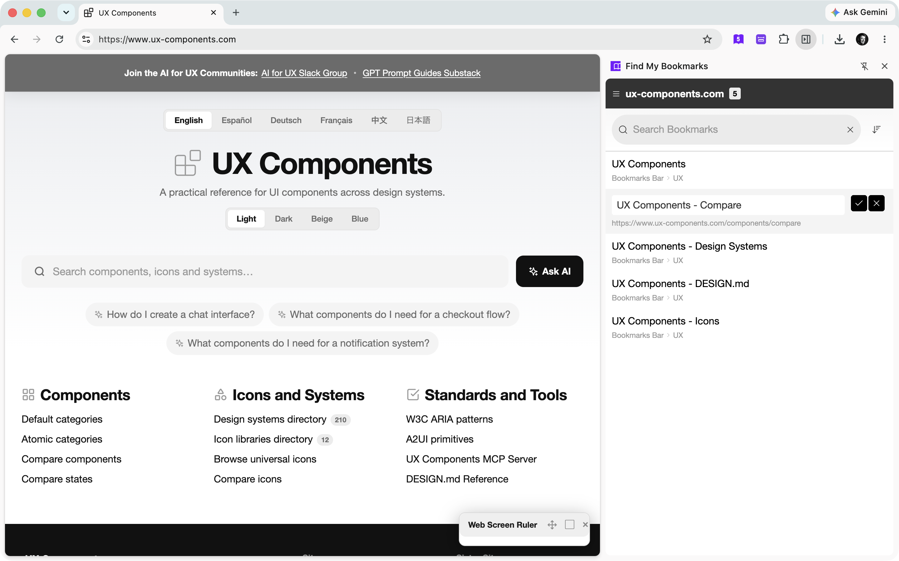 Renaming a bookmark inline in the side panel