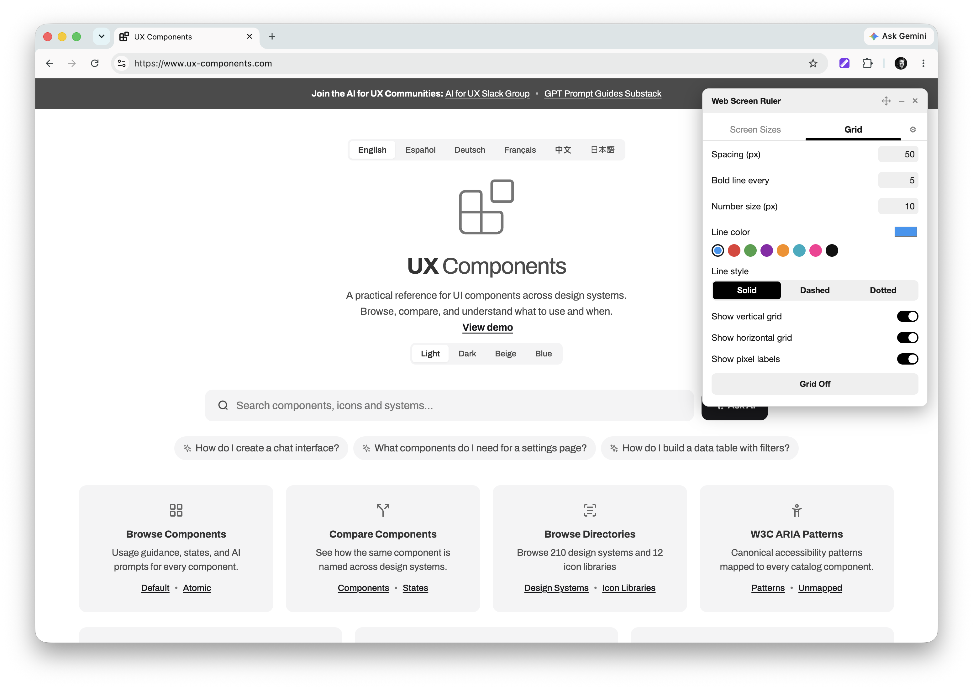 Configuring a column grid overlay